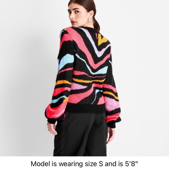 XXS🔖 FUTURE COLLECTIVE x Target Abstract Striped Crewneck Pullover Sweater Neon - Picture 3 of 12